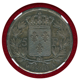 フランス 1820A 5フラン 銀貨 ルイ18世 NGC MS63