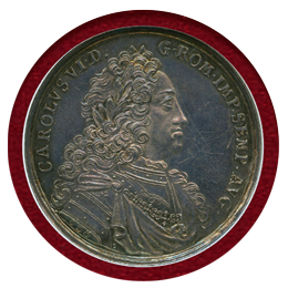 【SOLD】ドイツ レーゲンスブルク ND(1740) ターラー銀貨 都市景観 NGC MS62