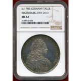 【SOLD】ドイツ レーゲンスブルク ND(1740) ターラー銀貨 都市景観 NGC MS62