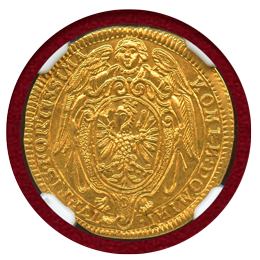 神聖ローマ帝国 フランクフルト 1645年 ダカット金貨 エンジェル NGC MS63