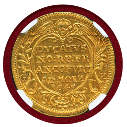 神聖ローマ帝国 フランクフルト 1645年 ダカット金貨 エンジェル NGC MS63