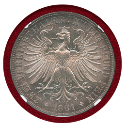 ドイツ フランクフルト 1861年 2ターラー 銀貨 フランコニア NGC MS62