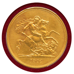 イギリス 1902年 5ポンド 金貨 エドワード7世 PCGS PR62MATTE
