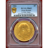 イギリス 1902年 5ポンド 金貨 エドワード7世 PCGS PR62MATTE