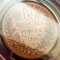 【SOLD】独領ニューギニア 1894A 10ペニヒ 銅貨 極楽鳥 PCGS MS64RB