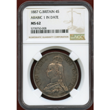 イギリス 1887年 4シリング銀貨 ヴィクトリア ジュビリーヘッド NGC MS62