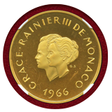 モナコ 1966年 200フラン 金貨 レーニエ3世・グレース王妃ご成婚10周年 PF67UC