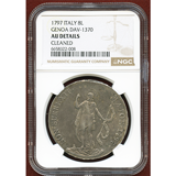 イタリア ジェノア 1797年 8リレ銀貨 ヨハネ立像 NGC AU DETAILS