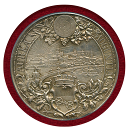 ドイツ マインツ 1894年 射撃祭記念銀メダル 都市景観 PCGS SP63