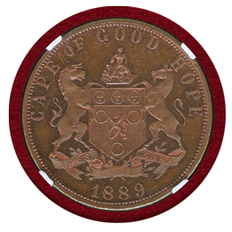 【SOLD】南アフリカ 喜望峰 1889年 ペニー銅貨 試作貨 ヴィクトリア PF64RB