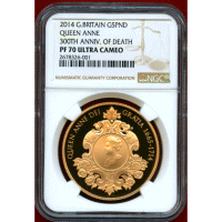 イギリス 2014年 5ポンド 金貨 アン女王没後300周年記念 NGC PF70UC