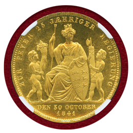 ドイツ ヴュルテンブルク 1841年 4ダカット金貨 ヴィルヘルム1世 MS63+