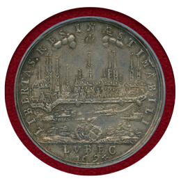 【SOLD】ドイツ リューベック 1694年 銀メダル マテウス・ロッデ 都市景観 MS61