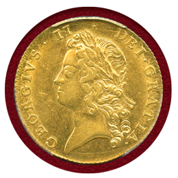 イギリス 1738年 2ギニー 金貨 ジョージ2世 ヤングヘッド NGC AU58