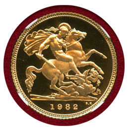 イギリス 1982年 1/2Sov 金貨 エリザベス2世 NGC PF69UC