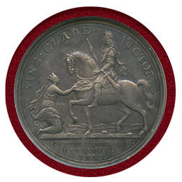 イギリス 1703年 アン女王 銀メダル マールバラ公爵 NGC AU55