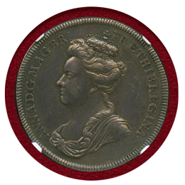 イギリス (1702)  アン女王即位記念銀メダル NGC AU58