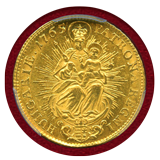 ハンガリー 1765年 2ダカット 金貨 マリア・テレジア/聖母マリアとキリスト PCGS AU55
