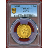 ハンガリー 1765年 2ダカット 金貨 マリア・テレジア/聖母マリアとキリスト PCGS AU55