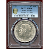 【SOLD】イギリス 1935年 クラウン 銀貨 ジョージ5世 PCGS MS64