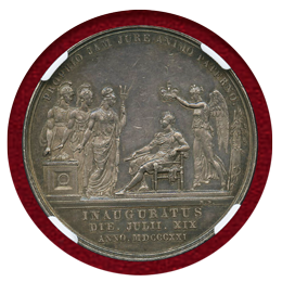 イギリス 1821年 銀メダル ジョージ4世 戴冠記念 NGC AU58