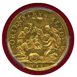 バーゼル (1680-1700年) 2ダカット金貨 都市景観&キリスト誕生 PCGS MS62