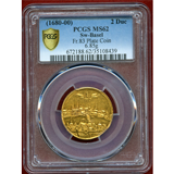バーゼル (1680-1700年) 2ダカット金貨 都市景観&キリスト誕生 PCGS MS62