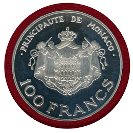 モナコ 1982年 100フラン 銀貨 ピエフォー レーニエ3世&アルベール王子 PCGS SP67