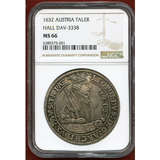 神聖ローマ帝国 オーストリア 1632年 ターラー 銀貨 レオポルト大公 MS66