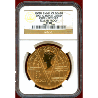 イギリス 2001年 5ポンド 金貨 ヴィクトリア没後100年記念 NGC Reverse PF70