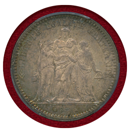 【SOLD】フランス 1873A 5フラン銀貨 ヘラクレスと女神立像 NGC MS65