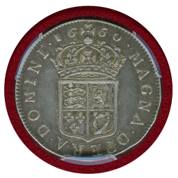 【SOLD】イギリス 1660年  ブロード試作(パターン)銀貨 チャールズ2世 PCGS PR55