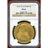 【SOLD】コロンビア 1813P JF 8エスクード金貨 フェルナンド7世 NGC MS62