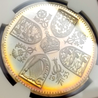 イギリス 1953年 クラウン 白銅貨 エリザベス2世戴冠記念 NGC PF66
