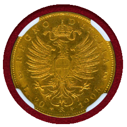 イタリア 1905R 20リレ 金貨 ヴィットリオ・エマヌエレ3世 NGC MS62