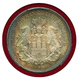 ドイツ ハンブルク 1902J 2マルク 銀貨 都市紋章 PCGS MS66