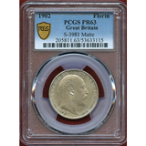 イギリス 1902年 フローリン(2シリング) 銀貨 エドワード7世 PR63MATTE