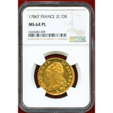 フランス 1786T 2ルイドール 金貨 ルイ16世 NGC MS64PL