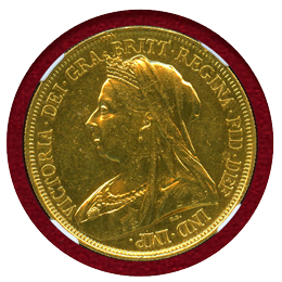 イギリス 1893年 5ポンド 金貨 ヴィクトリア オールドヘッド NGC UNC DETAILS