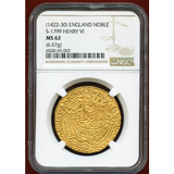 イギリス (1422-30) ノーブル金貨 ヘンリー6世 NGC MS62