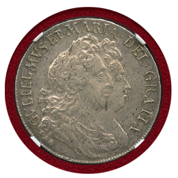 イングランド 1693年 1/2クラウン銀貨 ウィリアム&メアリー NGC AU55