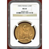 【SOLD】フランス 1909A 100フラン 金貨 エンジェル立像 NGC MS64