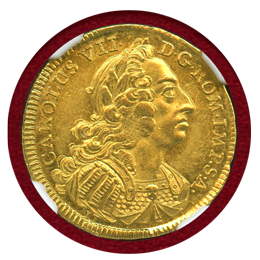 ドイツ 1743年 ダカット 金貨 アウグスブルク カルロス7世 NGC MS62