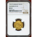 ドイツ 1743年 ダカット 金貨 アウグスブルク カルロス7世 NGC MS62
