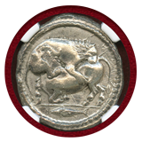 マケドニア王国 アカントス 470-430 BC テトラドラクマ銀貨 ライオンと雄牛 Ch AU