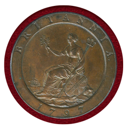 イギリス 1797年SOHO ペニー銅貨 ジョージ3世 車輪銭 NGC MS64BN