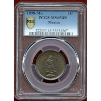 メキシコ 1898Mo センタボ 銅貨 カルロス3世 PCGS MS65BN