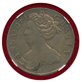 イギリス 1713年 クラウン銀貨 アン女王 PLUMES & ROSES NGC AU50