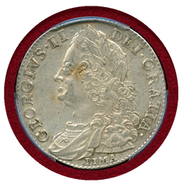 イギリス 1746年 1/2クラウン 銀貨 ジョージ2世 PCGS AU58