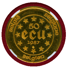 ベルギー 1987年 50ECU 金貨 ローマ条約30周年記念 NGC MS63